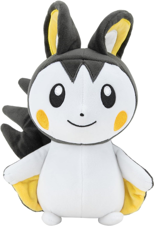 Pokemon, Maskotka pluszowa biało szary Emolga, 18 / 22 cm, pluszak licencyjny i oryginalny, miły materiał, dla fanów, wiek dziecka 2 lata+