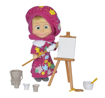 Masza i niedźwiedź - figurka - Masza Malarka i obraz - Simba