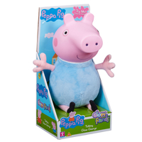 Świnka Peppa, Świecąca i mówiąca maskotka George, 25 cm, zabawka z bajki dla dzieci w wieku już od 18 miesięcy+