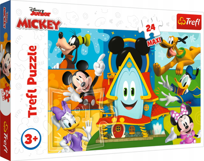 Trefl, Disney Junior, Myszka Miki Mickey, Kolorowe duże puzzle Maxi dla dzieci w wieku 3+, obrazek 60x40 cm, duże elementy, 24 puzzle