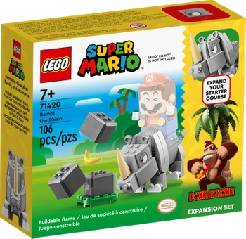 Klocki Lego Super Mario 71420 Nosorożec Rambi — zestaw rozszerzający, 106 el., figurka nosorożca, oryginalne klocki, zabawka dla siedmiolatków i starszych dzieci