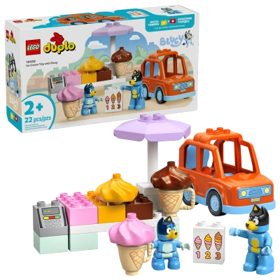 Klocki Lego Duplo Bluey 10458 Wyprawa po lody z Blue, 22 elementy, dla dzieci w wieku 2+