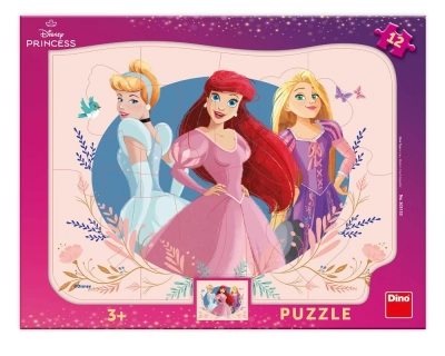 Dino Toys, Disney, Księżniczki, Puzzle ramkowe 3 księżniczki, 12 el.