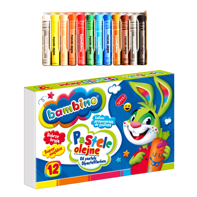 Pastele olejne dla dzieci, 12 kolorów, Bambino