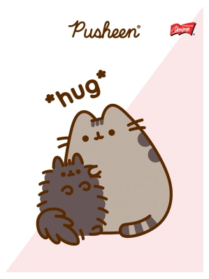 Zeszyt w linie, Pusheen - hug, linia dwukolorowa, format A5, 32 strony, linia dwukolorowa, okładka laminowana