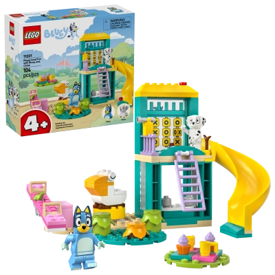 Klocki Lego Bluey 11201 Blue i Łatka na placu zabaw, 104 elementy, wiek dziecka 4+