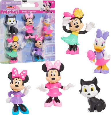Myszka Minnie, Zestaw figurki Minnie w trzech wersja, Daisy i kotek, wysokość od 4 do 7 cm