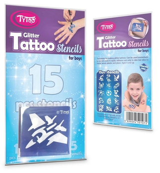 Zestaw szablonów do robienia tatuaży dla chłopców, Pojazdy, 15 sztuk