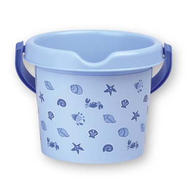 Zabawki do piasku, Niebieskie wiaderko do piasku Sea Shell 91, wyprodukowane we Włoszech, dobrej jakości plastik