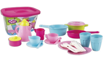 Androni, Zestaw kuchenny dla dzieci - Filiżanki - Spodki - Garnki 22, 24 elementy, wysoka jakość, wyprodukowane we Włoszech