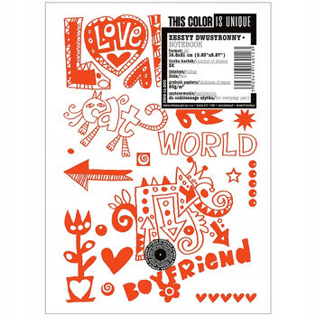 Zeszyt 32-kartkowy w kratkę, Doodles_5_Czerwony