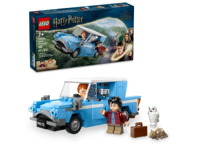 Klocki Lego Harry Potter 76424 Latający Ford Anglia, 165 elementów, znany samochód z filmów o Harym, figurki Harry i Ron Weasley, oryginalne klocki, pomysł na prezent, wiek dziecka 7+