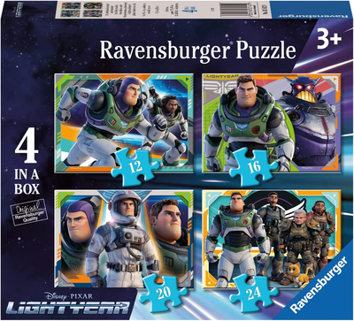 Ravensburger, Toy Story, Buzz Astral, Puzzle 4 układanki, 4-w-1, 12-16-20-24 el., dla młodszych dzieci