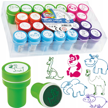 Stempelki ze zwierzętami od Fiorello, Zestaw pieczątek dla dzieci - Zwierzątka - 26 sztuk