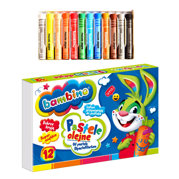 Pastele olejne dla dzieci, 12 kolorów, Bambino