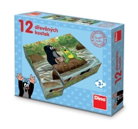 Krecik i Przyjaciele, Drewniane klocki obrazkowe puzzle z Krecikiem, 12 klocków, wiek dzieci 3+