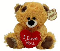 Pluszowy brązowy miś 20 cm z serduszkiem I love You, super prezent dla dziewczyny, na Walentynki, na codzień