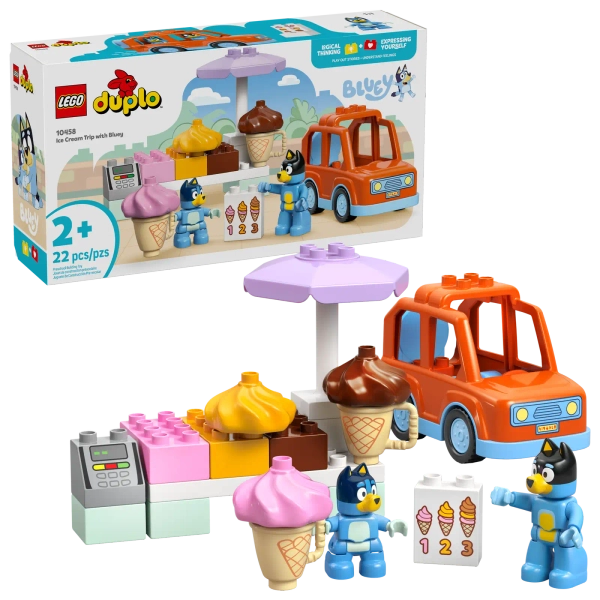 Klocki Lego Duplo Bluey 10458 Wyprawa po lody z Blue, 22 elementy, dla dzieci w wieku 2+