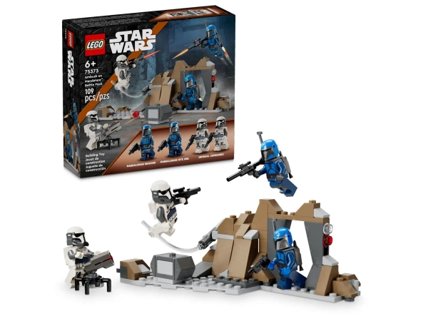 Klocki Lego Star Wars: The Mandalorian 75373 Zasadzka na Mandalorze, 109 elementów, 4 figurki, oryginalne klocki, wiek dziecka 6+