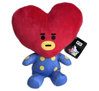 BT21, Maskotka pluszowa Tata, 26 / 30 cm, głowa w kształcie serca, oryginalny pluszak, na licencji, zabawka z miłego pluszu, dobre wykonanie, bezpieczna dla dzieci