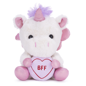 Maskotka pluszowa Jednorożec ze skrzydłami i z napisem BFF, 18 cm, seria Love Hearts, przemiły plusz, prezent dla dziewczyny, wysoka jakość, renomowany producent