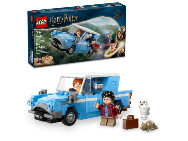 Klocki Lego Harry Potter 76424 Latający Ford Anglia, 165 elementów, znany samochód z filmów o Harym, figurki Harry i Ron Weasley, oryginalne klocki, pomysł na prezent, wiek dziecka 7+