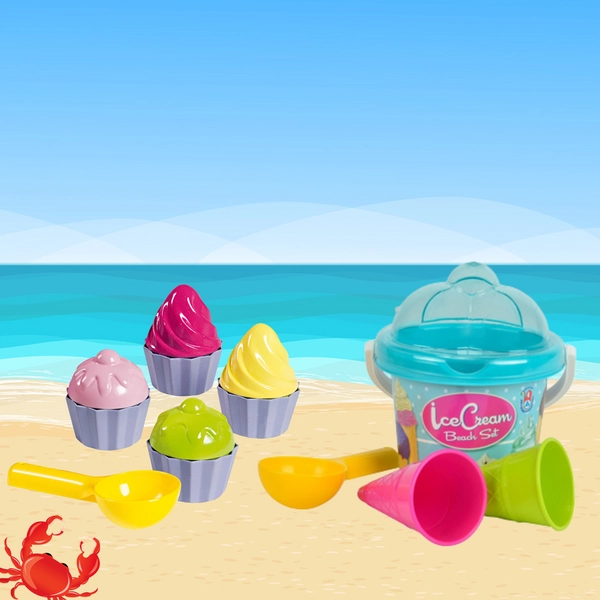 Zestaw foremek do piaskownicy Lodziarnia i Babeczki – zabawki plażowe Androni