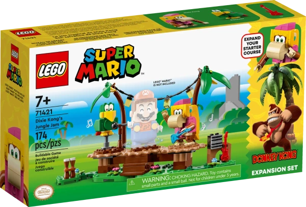 Klocki Lego Super Mario 71421 Dżunglowy koncert Dixie Kong — zestaw rozszerzający, 174 el., figurka małpki, dla dzieci w wieku 7 lat+