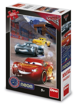 Auta Cars, Puzzle świecące w ciemności, 100 el. XL, wymiar obrazka 33x47 cm, wiek dziecka 5+