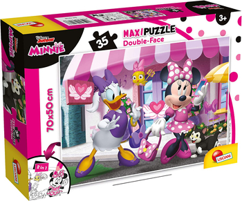 Disney Junior, Myszka Minnie i Daisy, Puzzle dwustronne 35 el., obrazek dwustronny, standardowe puzzle i po odwróceniu do kolorowania, dla dzieci w wieku 3+