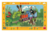 Dino Toys, Krecik, Puzzle ramkowe Krecik i lokomotywa, 15 el.
