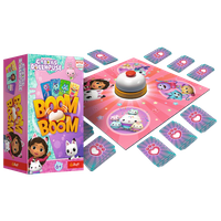 Koci Domek Gabi, Gabby's Dollhouse, Gra zręcznościowa Boom Boom, rozrywka dla całej rodziny, od 2 do 4 graczy, czas rozgrywki ok. 20 minut, wiek dziecka 6 lat+