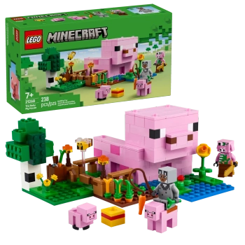 Klocki Lego Minecraft 21268 Dom prosiaczka, 238 elementów w tym figurki, dla fanów gry w wieku 7+