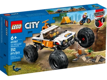 Klocki Lego City 60387 Przygody samochodem terenowym z napędem 4x4, 252 el., samochód, 2 figurki, namiot, fajny prezent dla chłopca, zabawka dla sześciolatków i starszych