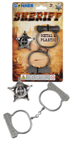 Gonher, Zabawkowe kajdanki i odznaka, Zestaw Małego Szeryfa, metalowe, do zabawy w szeryfa i bandytów, wiek dziecka 3+