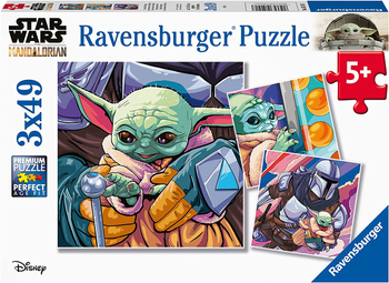 Star Wars: the Mandalorian, Puzzle 3-w-1, Trzy obrazki 3x49 el. dla dzieci fanów gry w wieku 5+