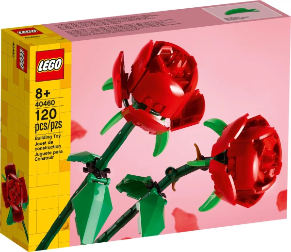 Klocki Lego 40460 Róże, 120 el., dwie róże do zbudowania z regulowanymi łodygami, wys. róży 26 cm, oryginalne, wiek 8+