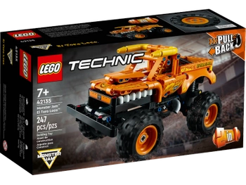 Klocki Lego Technic 42135 Monster Jam El Toro Loco, 247 el., samochód monster truck 2 w 1, napęd typu pull-back, można przebudować na terenową wyścigówkę, wiek dziecka 7 lat+