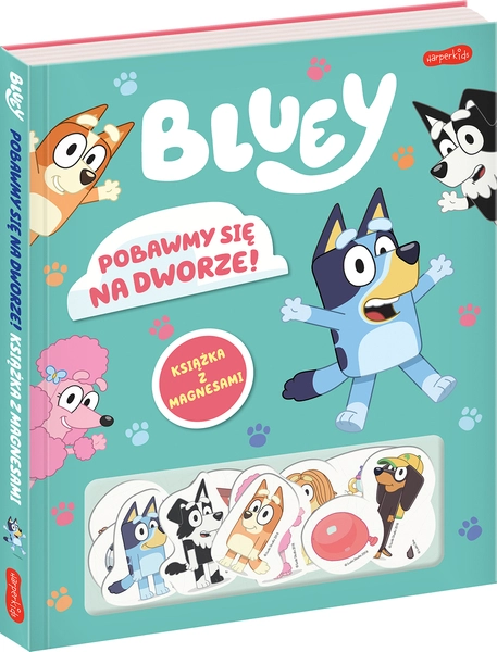 Pobawmy się na dworze! Bluey – książka z magnesami, kreatywna zabawa dla dzieci 