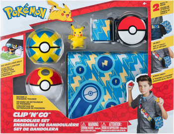 Pokemon, Duży zestaw: torba na 6 Pokeballi, pas, 2 pokeballe, figurka Pikachu, idealny prezent dla fana serii dla dzieci w wieku 4 lata+