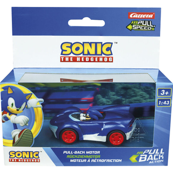 Sonic The Hedgehog Carrera, autko niebieskie, główny bohater, pull-back, w skali 1:43, dla dzieci 3+