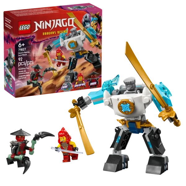 Klocki Lego Ninjago 71827 Mech w zbroi bojowej Zane’a, 92 elementy, oryginalne klocki dla fanów Ninjago, nowość od Lego
