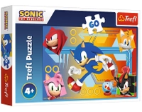 Sonic the Hedgehog, Puzzle dla dzieci z bohaterami gry i filmu, wymiary obrazka 33 x 22 cm, 60 el.