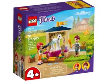 Klocki Lego Friends 41696 Kąpiel dla kucyków w stajni, 60 elementów w tym 2 figurki Mia i Daniel, figurka konika, fajny pomysł na prezent dla dziewczynki w wieku już 4 lata+