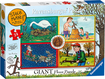 Ravensburger, Pan Patyk Stick Man, Duże puzzle podłogowe dla dzieci 3+, 24 el. obrazek 69x49 cm, 
