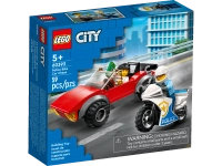 Klocki Lego City 60392 Motocykl policyjny – pościg za samochodem, 59 elementów, kabriolet, motocykl i 2 mini figurki, klocki dla dzieci w wieku 5 lat+
