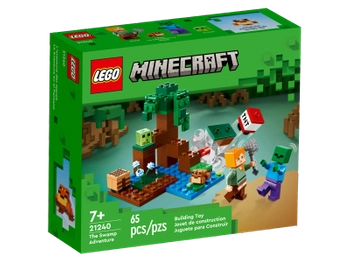 Klocki Lego Minecraft 21240, Przygoda na mokradłach, Zabawka z figurkami Alex i Zombie z gry Minecraft, pomysł na prezent dla fanów, wiek dziecka 7+