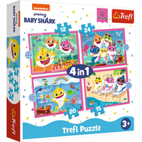 Baby Shark, Puzzle 4 w 1, cztery układanki 12-15-20-24 el., dla małych dzieci w wieku 3+, wysoka jakość od Trefl