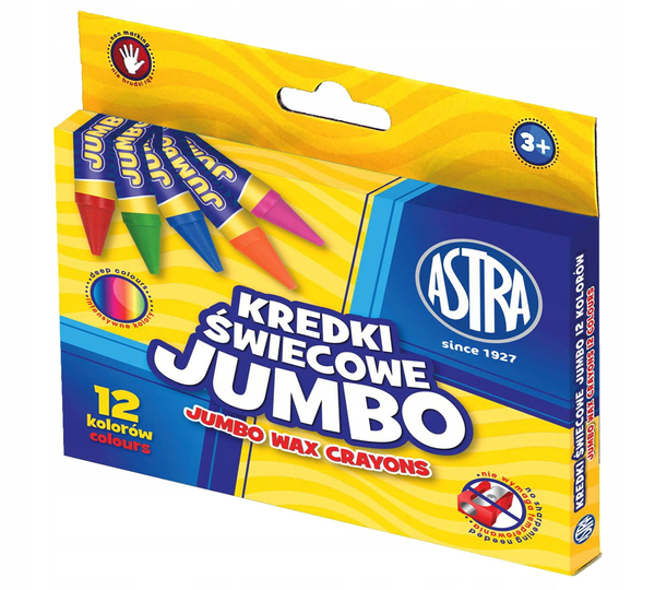 Kredki świecowe grube JUMBO 12 kolorów