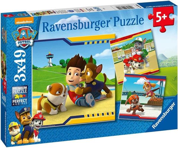Ravensburger, Psi Patrol, Puzzle, 3x49 el. dla dzieci w wieku 5+